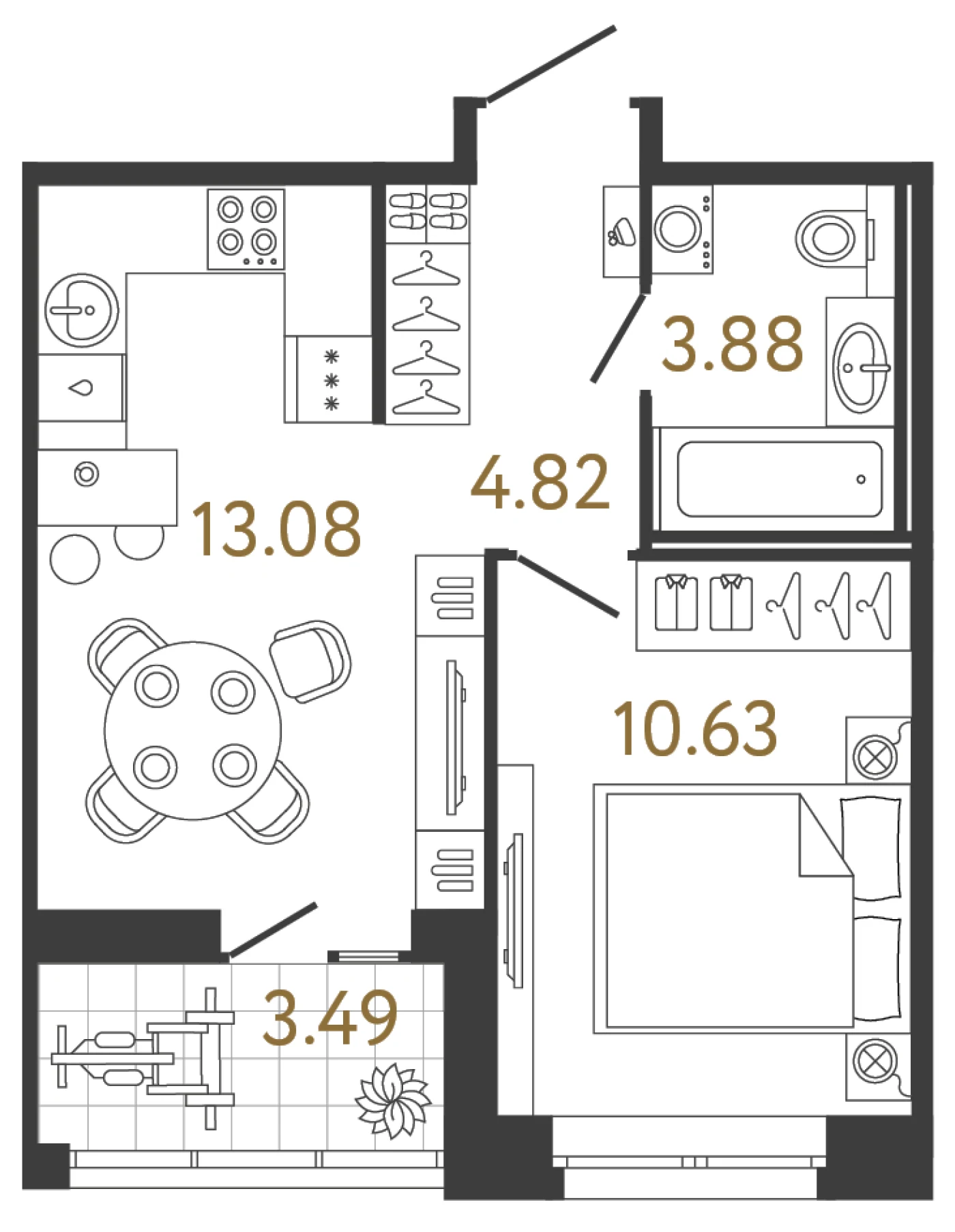 Планировка 1-комнатная 32,4 м² в жилом комплексе «Ультра Сити 3.0» — Жилой комплекс «Ультра Сити 3.0» (Ultra City 3.0)
