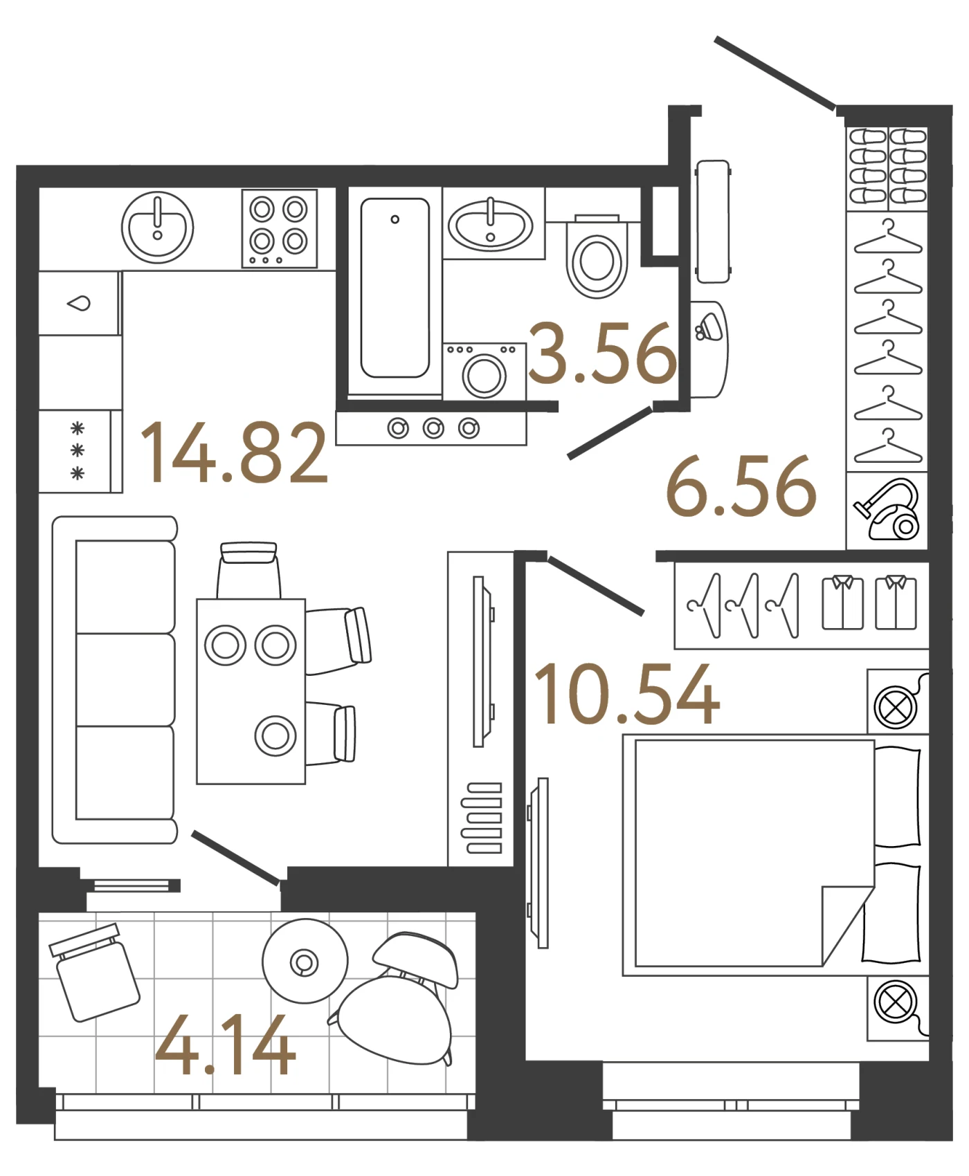 Планировка 1-комнатная 35,5 м² в жилом комплексе «Ультра Сити 3.0» — Жилой комплекс «Ультра Сити 3.0» (Ultra City 3.0)